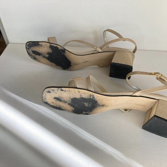 Marc Andrew Strappy Gold Shimmer Dressy Sandals with Chunky Heel Sz 9M - Picture 9 of 9